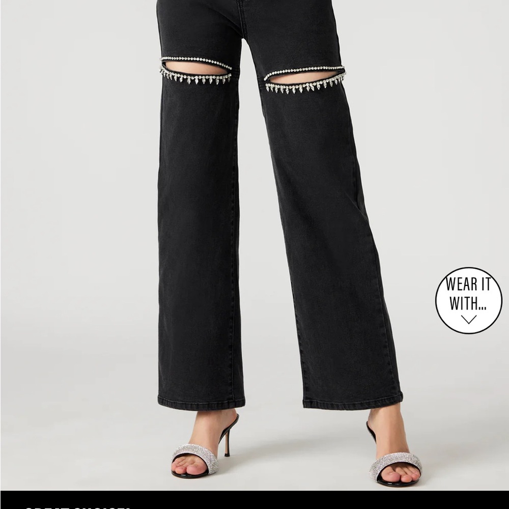 Steve Madden Black Wide Leg Jeans with Embellishments